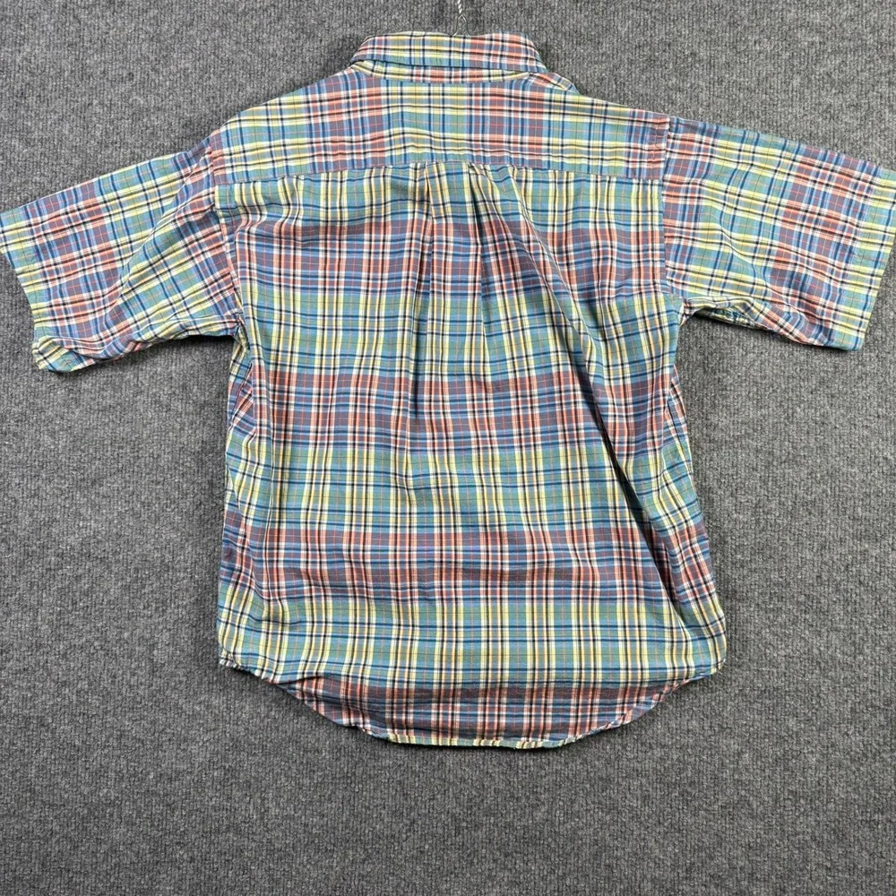 Ralph Lauren Plaid Button Down Boys Size M 12-14 Multi Color Short Sleeve Pony